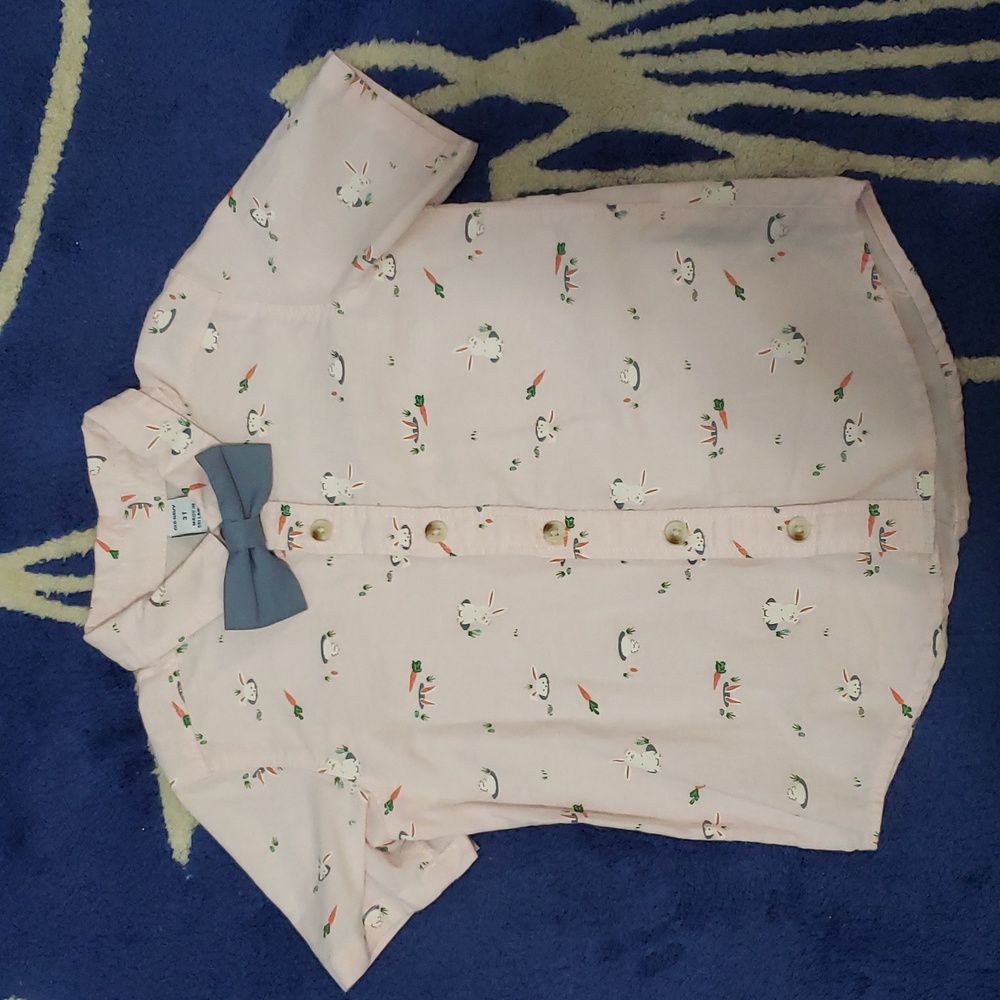 Bunny with bow tie button up shirt 3t Old Navy